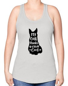 My Cat Thinks Im Cool Style 101# - cats -Racerback Tank