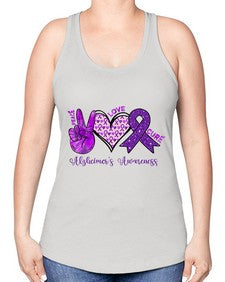 Peace Love Cure Alzheimer Awareness 205# - alzheimers -Racerback Tank