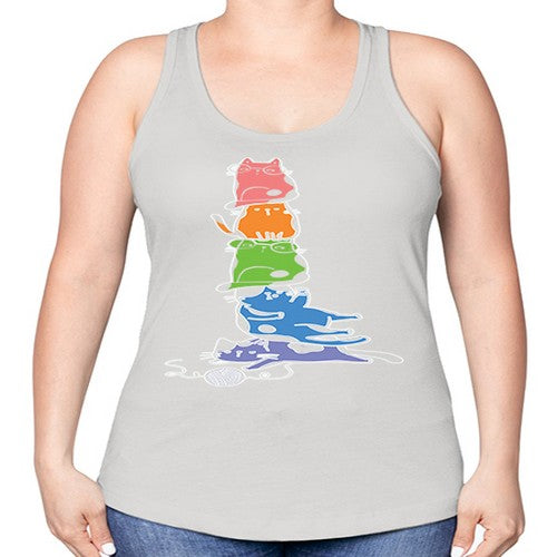 Pride Kawaii Cats Pile Cute Anime 277# - anime -Racerback Tank