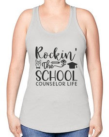 Rockin The School Counselor Life 774# - librarian -Racerback Tank