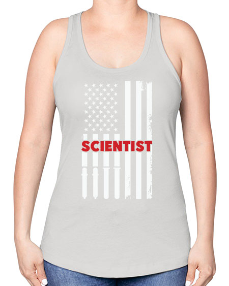 ScientistUSAFlagScientistSkinite Scientist Skinite 38# - general science -Racerback Tank