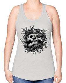 Snake Skull 1095# - skull and bones -Racerback Tank