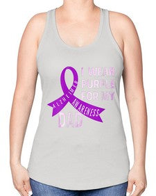Womens I Wear Purple for My Dad Alzheimers Disease Awareness VNeck 221# - alzheimers -Racerback Tank