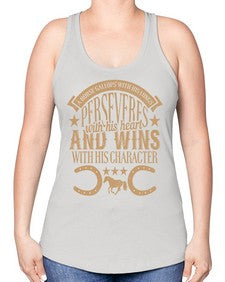 a horse gallop with his lungs perseveres with his heart - horse -Racerback Tank