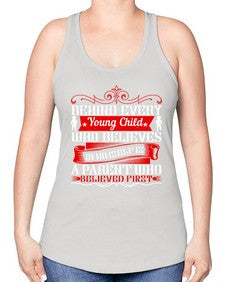 behind every young child who believes in himself is a parent who believed first 65# - parents day -Racerback Tank