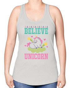 believe unicorn 45# - unicorn -Racerback Tank