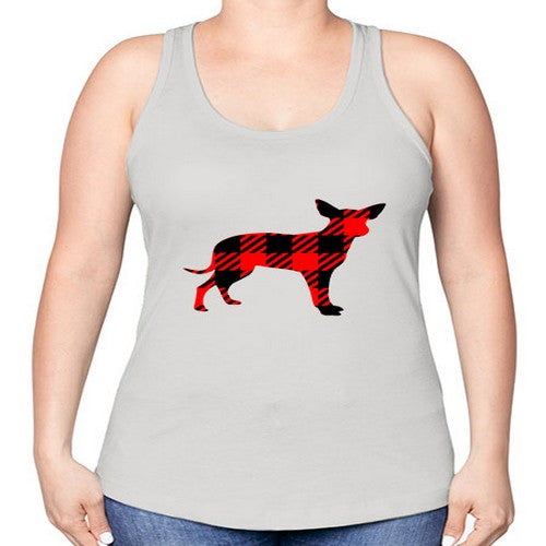 buffalo plaid pointed ear dog 64# - dogs -Racerback Tank