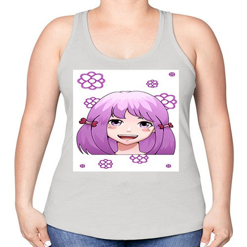 cute ponytails purple hair girl 63# - anime -Racerback Tank