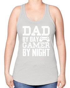 dad by day gamer by night 68# - video games -Racerback Tank