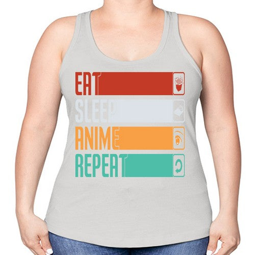 eat sleep anime repeat225# - anime -Racerback Tank