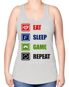 eat sleep game repeat 77# - video games -Racerback Tank