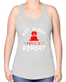 eat sleep hack repeat 48# - computer -Racerback Tank