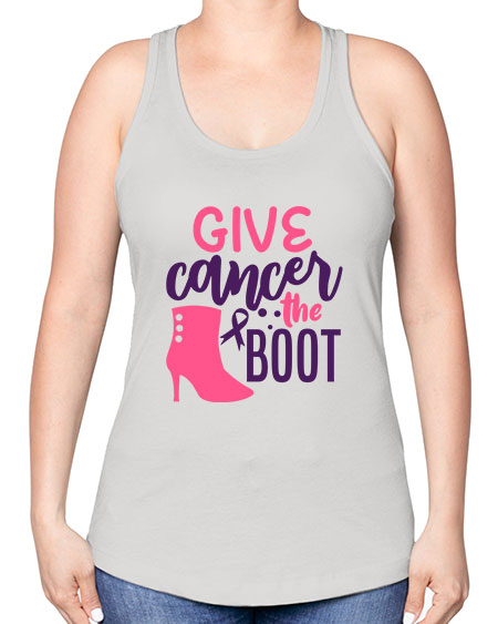 give cancer the boot Style 11# - breast cancer -Racerback Tank