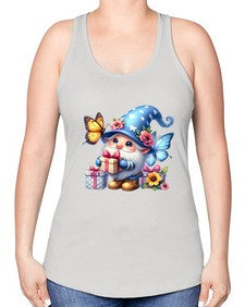 gnome with butterfly 03# - gnome -Racerback Tank