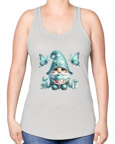 gnome with butterfly 10# - gnome -Racerback Tank