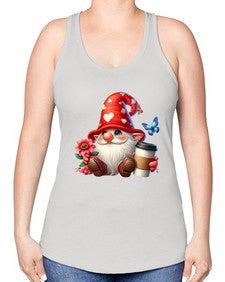 gnome with butterfly 12# - gnome -Racerback Tank