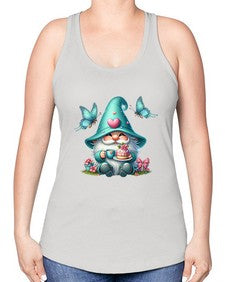 gnome with butterfly 14# - gnome -Racerback Tank