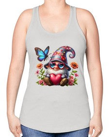gnome with butterfly 17# - gnome -Racerback Tank