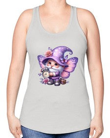gnome with butterfly 18# - gnome -Racerback Tank