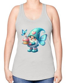 gnome with butterfly 20# - gnome -Racerback Tank