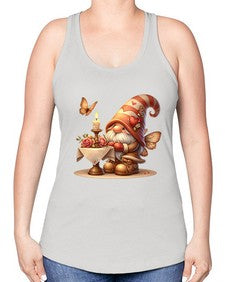 gnome with butterfly 21# - gnome -Racerback Tank