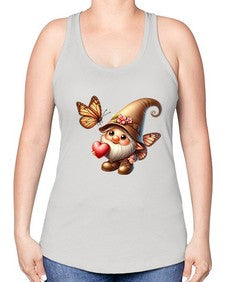 gnome with butterfly 22# - gnome -Racerback Tank