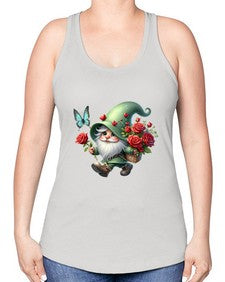 gnome with butterfly 24# - gnome -Racerback Tank