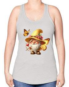 gnome with butterfly 27# - gnome -Racerback Tank