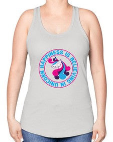 happiness is believing in unicorn 149# - unicorn -Racerback Tank