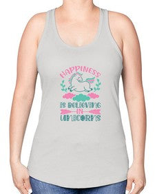 happiness is believing in unicorns 162# - unicorn -Racerback Tank