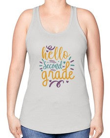 hello second grade 321# - second grade -Racerback Tank