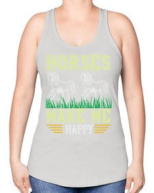 horses make me happy Style 40# - horse -Racerback Tank
