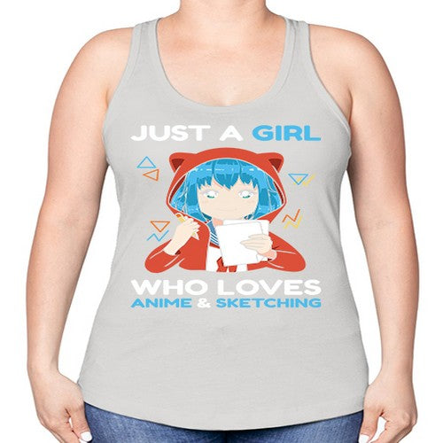 just a girl who loves anime and sketching259# - anime -Racerback Tank