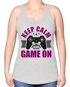 keep calm and game on 132# - video games -Racerback Tank