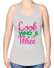 look whos three 266# - unicorn -Racerback Tank