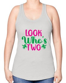 look whos two 268# - unicorn -Racerback Tank