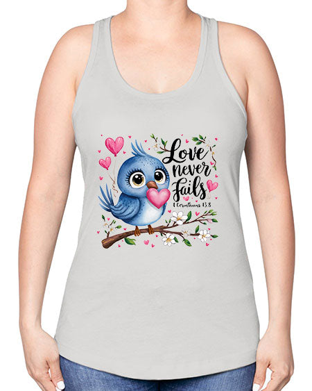 love never fails 63# - birds -Racerback Tank