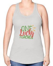 one lucky teacher Style 325# - teacher -Racerback Tank