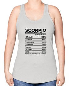 scorpio Nutrition Facts 434# - scorpio -Racerback Tank
