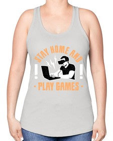 stay home and play game 153# - video games -Racerback Tank