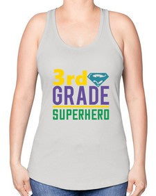 third Grade Superhero 976# - third grade -Racerback Tank