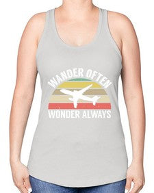 wander often wonder always  47# - airplane -Racerback Tank