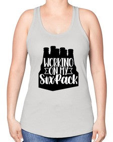 working on my six pack 1789# - beer -Racerback Tank