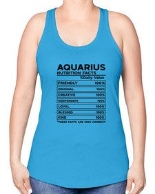 Aquarius Nutrition Facts 67# - aquarius -Racerback Tank