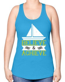 Believe  Achieve 23# - boats -Racerback Tank