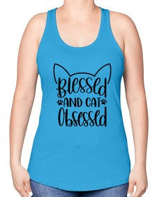 Blessed And Cat Obsessed Style 79# - cats -Racerback Tank
