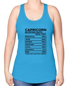 Capricorn Nutrition Facts 185# - capricorn -Racerback Tank