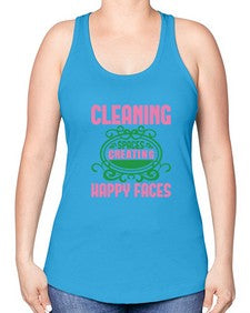 Cleaning spaces creating happy faces Style 93# - cleaner -Racerback Tank