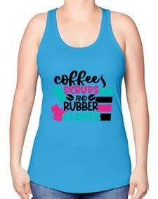 Coffee Scrubs And Rubber Gloves Style Style 664# - nurse -Racerback Tank