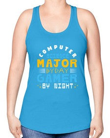 Computer science major by day gamer by night 6# - computer -Racerback Tank